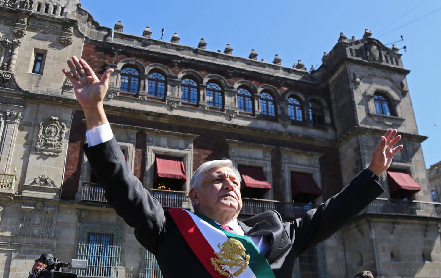 The new President of Mexico, Andres Manuel Lopez Obrador, arrives at the National Palace in...