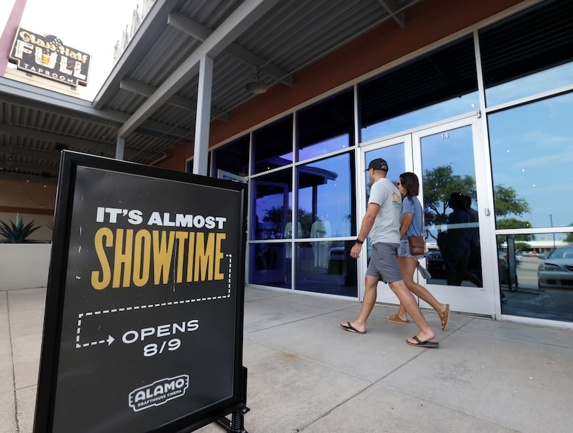 Customers enter the reopened Alamo Drafthouse in Richardson on Aug 9, 2024.