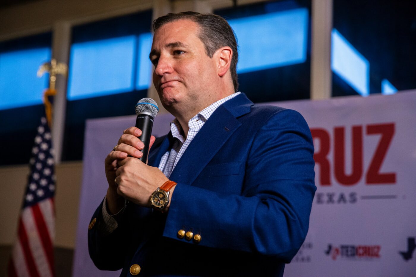 Senator Ted Cruz addresses to his supporters during his campaign rally at The Fort Worth...