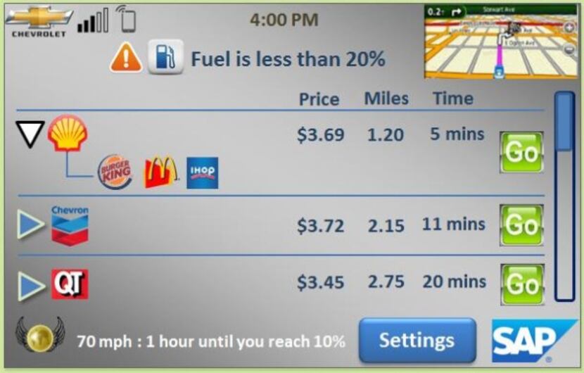 
With the Hermes app, the driver can set up a fuel notification that will flash an alert...