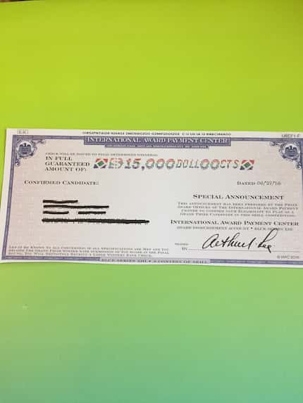 Often, the supposed prize-winning letters come with official-looking certificates. Don't be...
