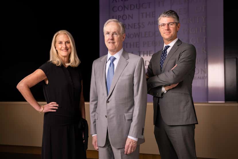From left: Katy Murray, newly named president of DallasNews Corporation; Robert W. Decherd,...