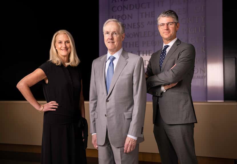 Robert W. Decherd (center) leaves DallasNews Corporation in the hands of president Katy...