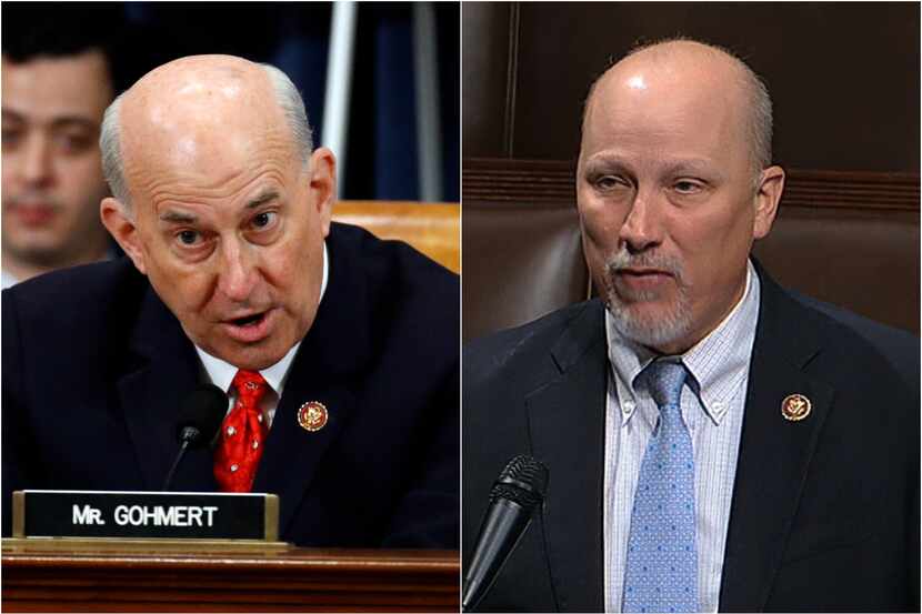 At left, Rep. Louie Gohmert, R-Tyler, at a Dec. 13, 2019 House Judiciary hearing. (Getty)....