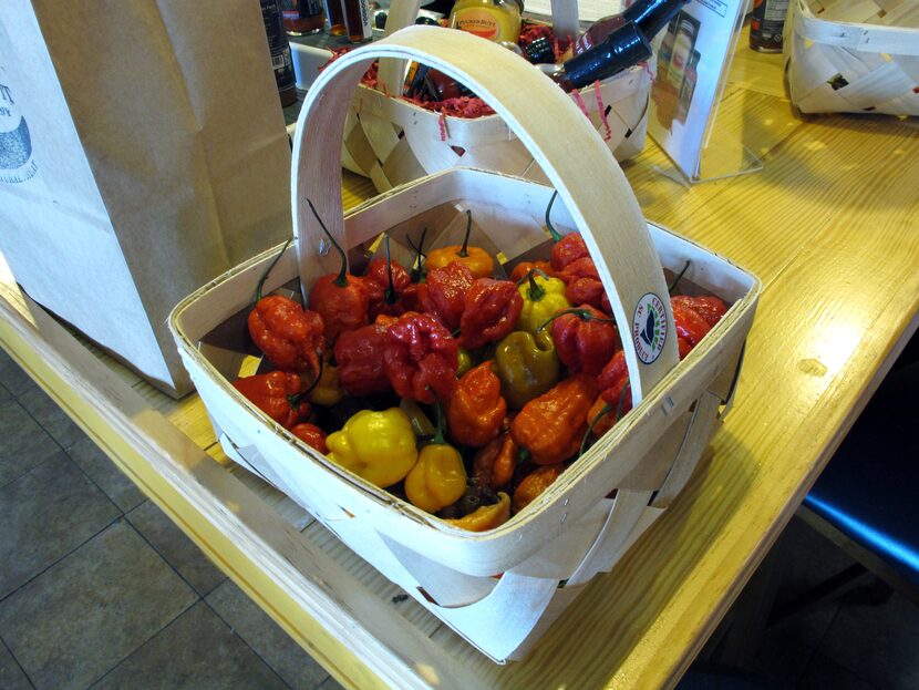 This Dec. 12, 2013 photo shows Carolina Reaper peppers at Ed Currie's store in Fort Mill,...