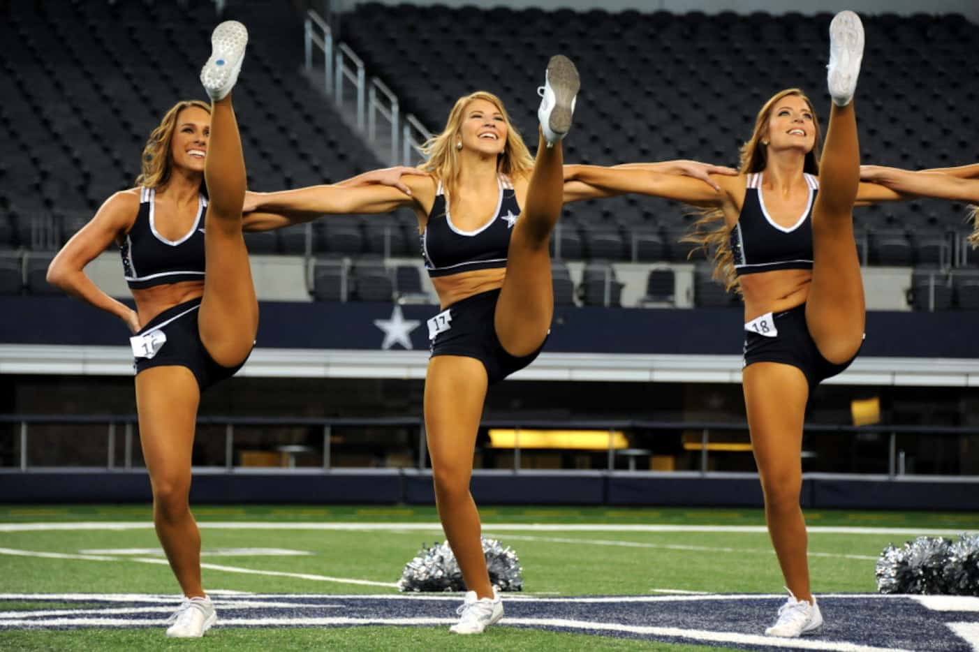 Girls audition for the Dallas Cowboy Cheerleaders at AT&T Stadium in Arlington, TX on May 9,...