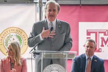 John Sharp (center), chancellor of Texas A&M University System, announced he will retire...