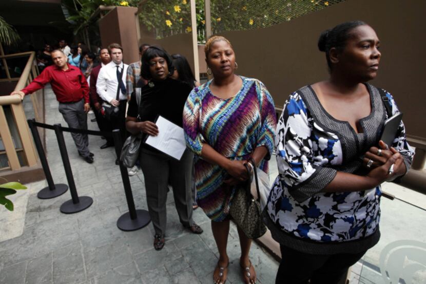 People lined up in August for interviews at City Target in Los Angeles. Many employers are...