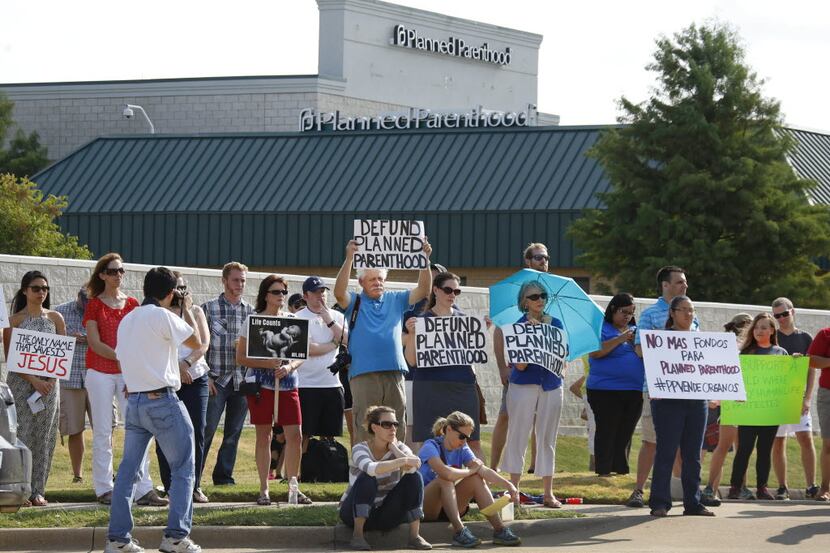 Pro-life citizens in Dallas protest at the Planned Parenthood of South Dallas on West...