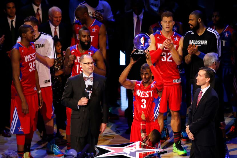 Feb 17, 2013; Houston, TX, USA; Western Conference guard Chris Paul (3) of the Los Angeles...