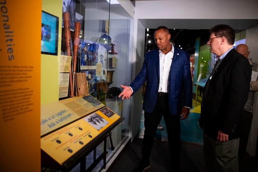 Former Texas Rangers third baseman Adrian Beltre visited the National Baseball Hall of Fame...