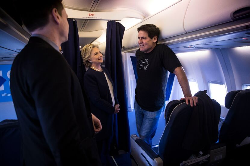 Mark Cuban talked with Hillary Clinton on her campaign plane following a rally in Pittsburgh...