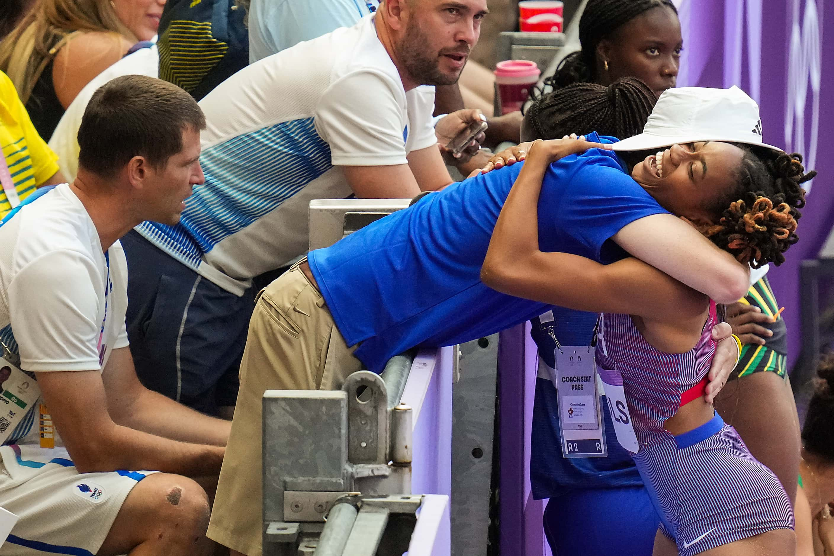 Monae’ Nichols of the United States celebrates after advancing to the final during women’s...