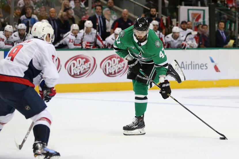 Alexander Radulov (47) scores a goal in the third period during a game between the...