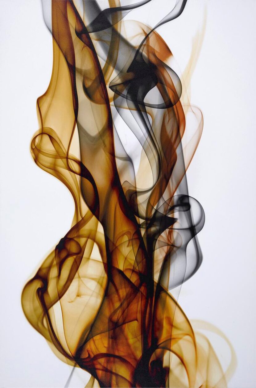 
Drifting away: Swirling hues of bronze and black float upward on a giclee print by  Sofia...