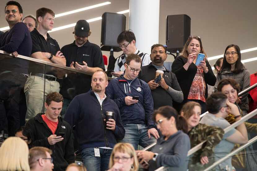 Apple employees attended an event about Apple's new campus announcement in Austin in December.