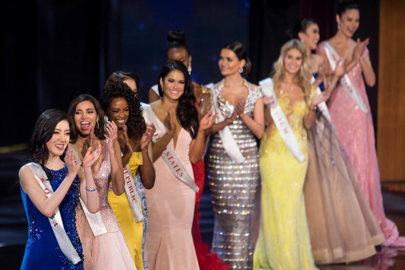Contestants applaud during the Grand Final of the Miss World 2016 pageant at the MGM...
