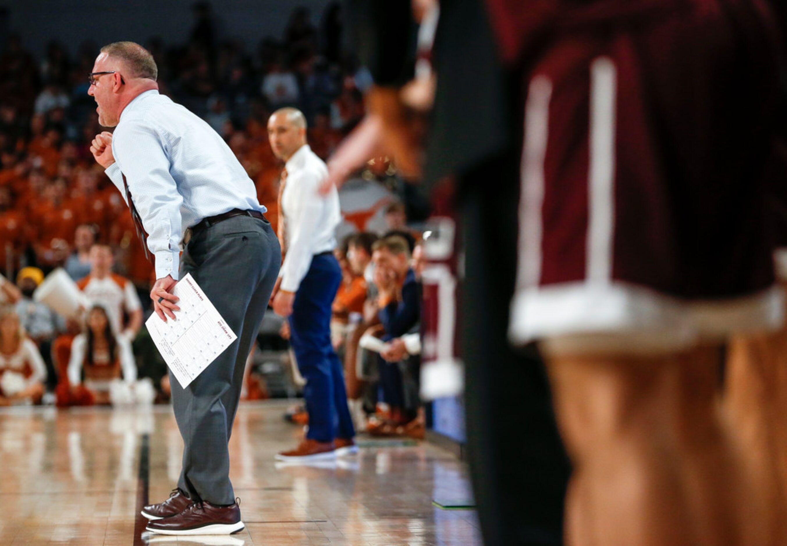 Texas A&M Aggies head coach Buzz Williams calls a play during the second half of a...