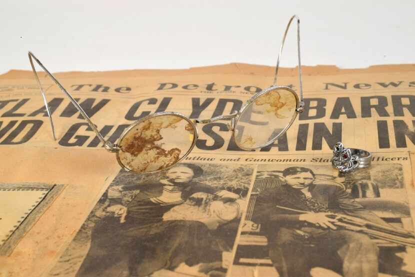 Blood-caked glasses that some believe were Bonnie Parker's were displayed in Dallas in April.