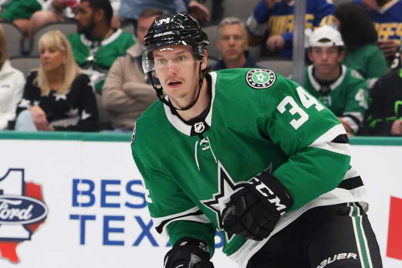 Dallas Stars right wing Denis Gurianov (34) during the first period of a Dallas Stars...