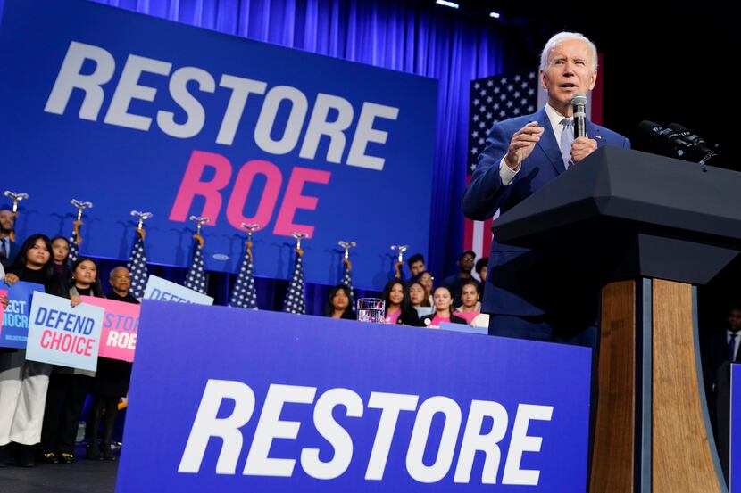 President Joe Biden speaks about abortion access during a Democratic National Committee...