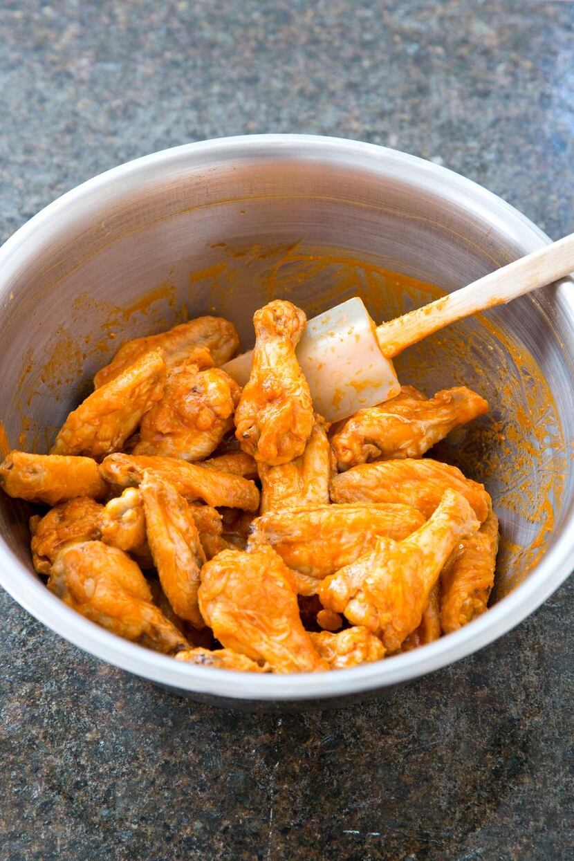 Chicken wings  get a crispy exterior without frying when you bake them in a superhot oven.