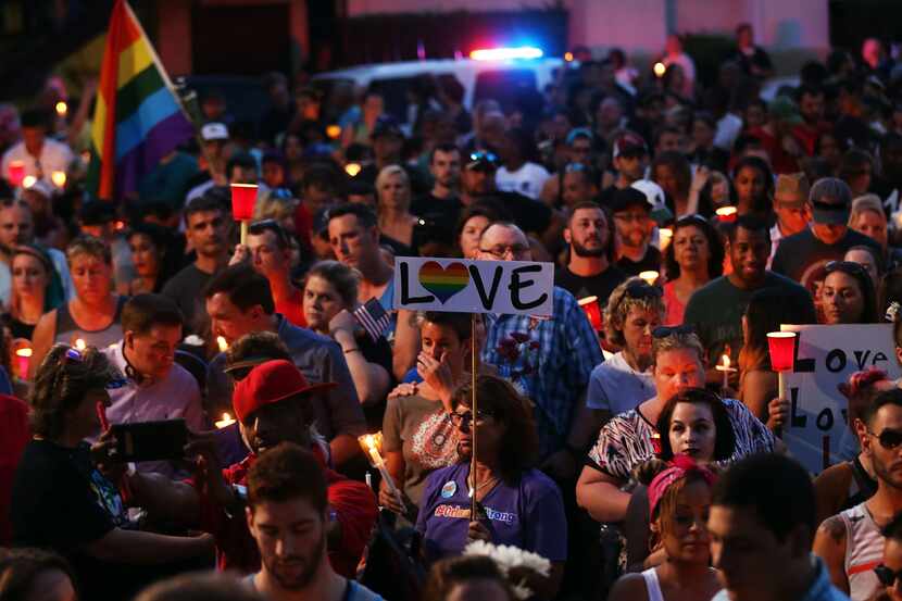 Thousands of people attend a memorial service on June 19 in Orlando, Florida. 