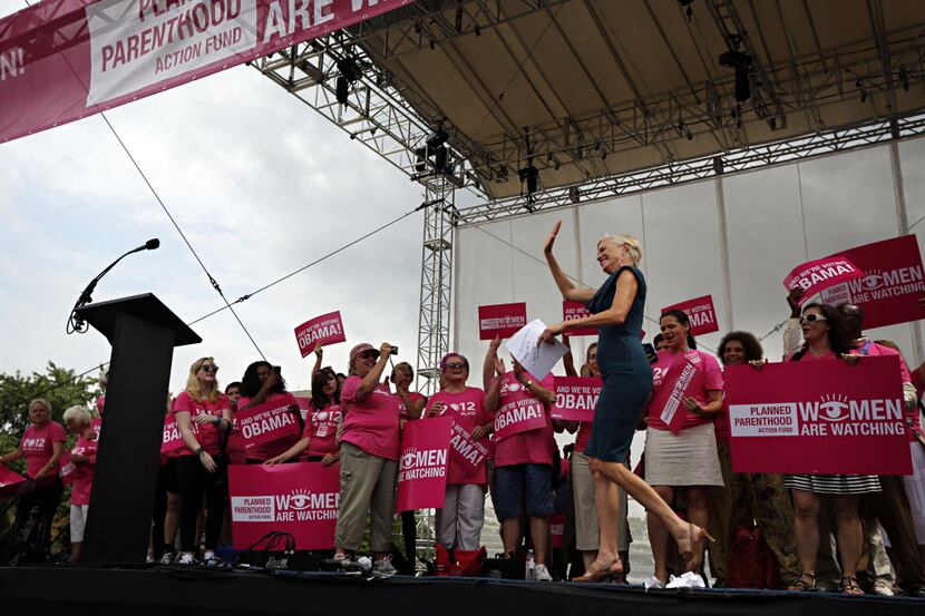 Cecile Richards, president of Planned Parenthood, waves to the crowd during the "Yes We...