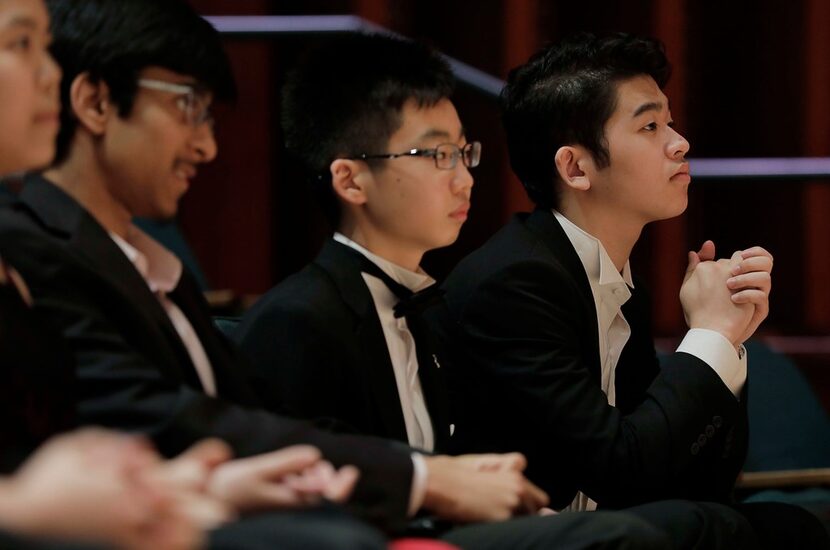 Competitors wait for the Quarterfinalist announcement of the Cliburn International Junior...