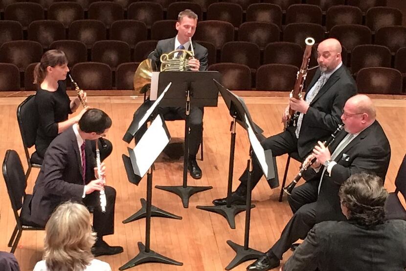 Dallas Symphony Orchestra musicians David Buck (flute), Erin Hannigan (oboe), David Cooper...