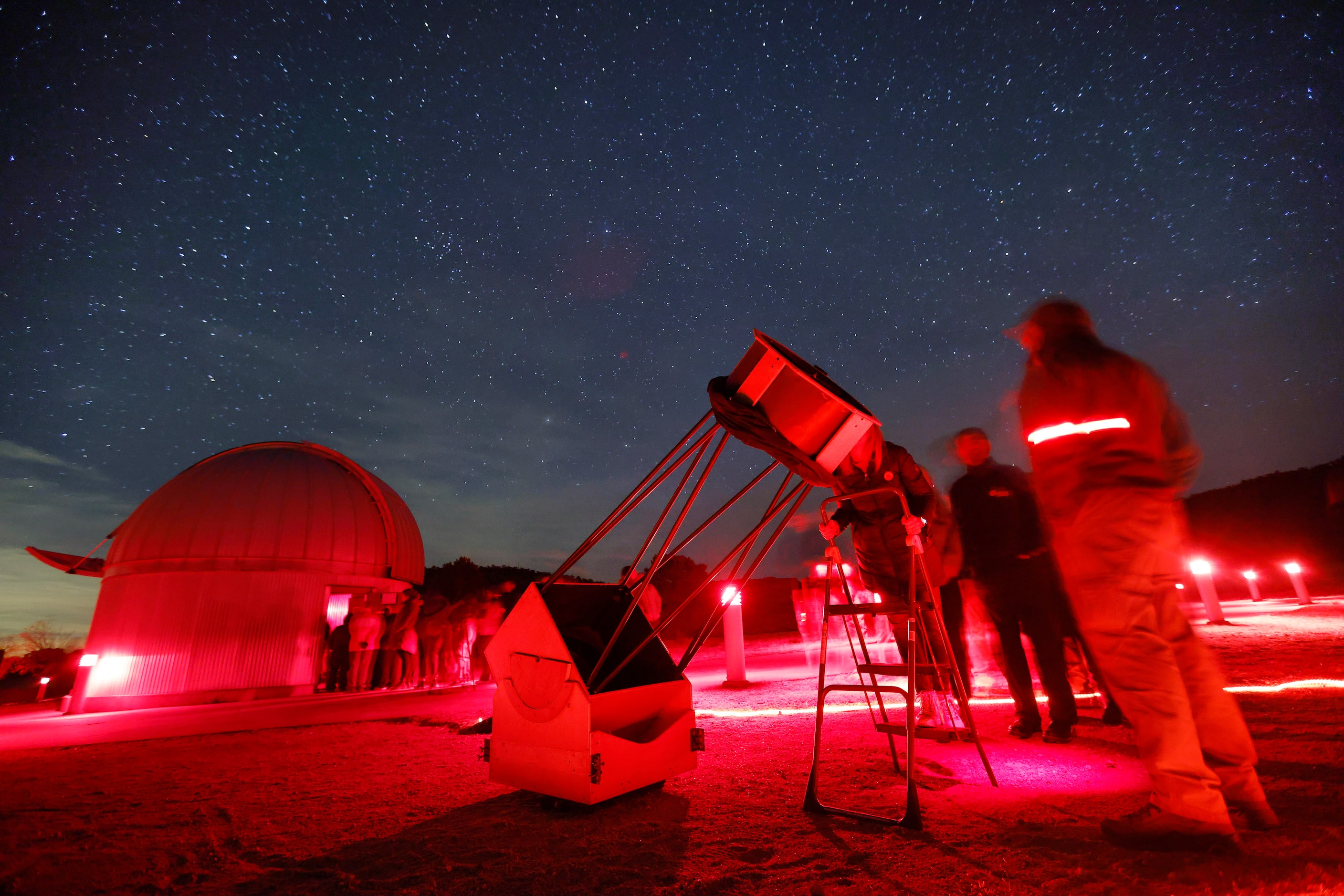 Visitors got to view of the Orion Nebula through a truss-supported telescope during a Star...