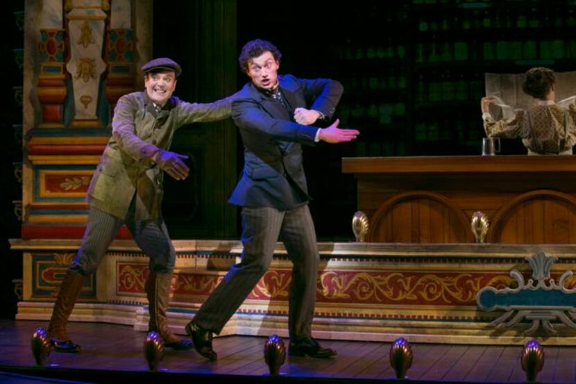 
FILE -- Jefferson Mays, left, and Bryce Pinkham perform a number in "A Gentleman's Guide to...