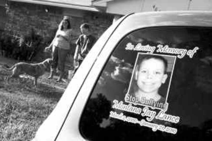  Debbie Lance's car displays a tribute to her son Montana, who killed himself in January....
