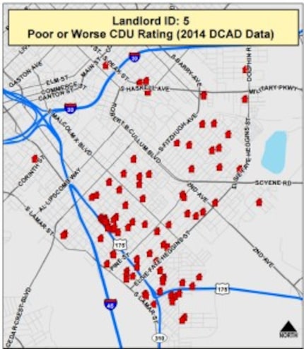  Where the city says some of the worst Topletz properties are located (City of Dallas)