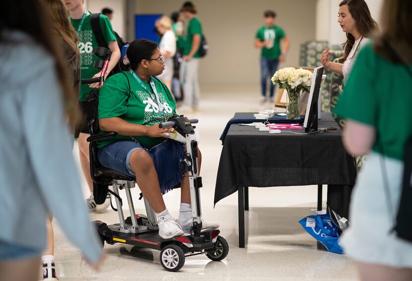 University of North Texas ELEVAR student Lauryn Woolfok spoke with a student organization...