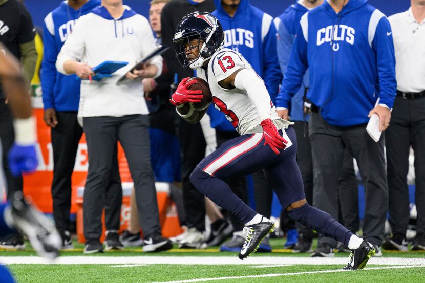 Houston Texans wide receiver Brandin Cooks (13) runs down the sidelines after catch during...