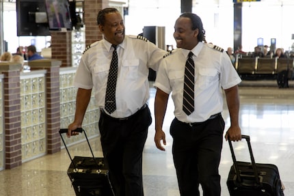 Captain Ruben Flowers (left) and his son, first officer Ruben Flowers (right) of Southwest...