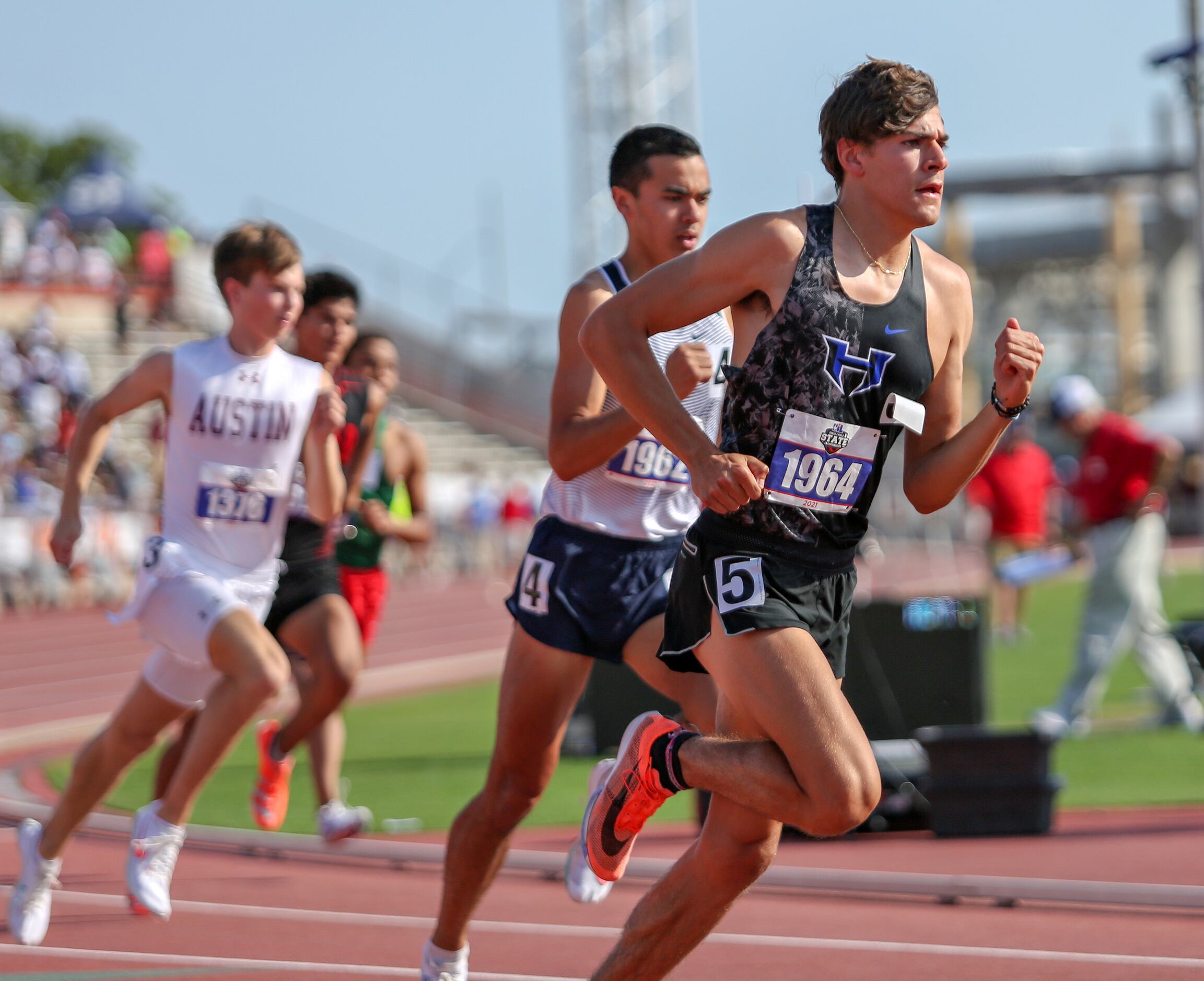 Hebron's Isaac Barrera competes in the 6A Boys 800 meter run during the UIL state track meet...