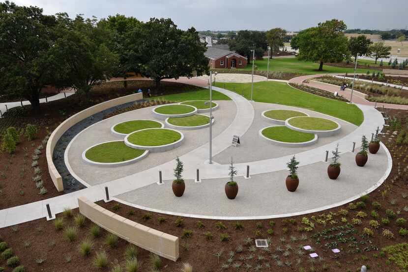 The Gardens at the Texas A&M AgriLife Center at Dallas during the grand opening. The circle...