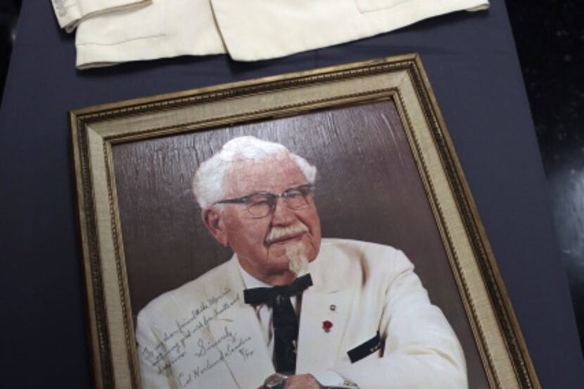 One of Colonel Sanders' trademark white suits, complete with the string tie, will be...