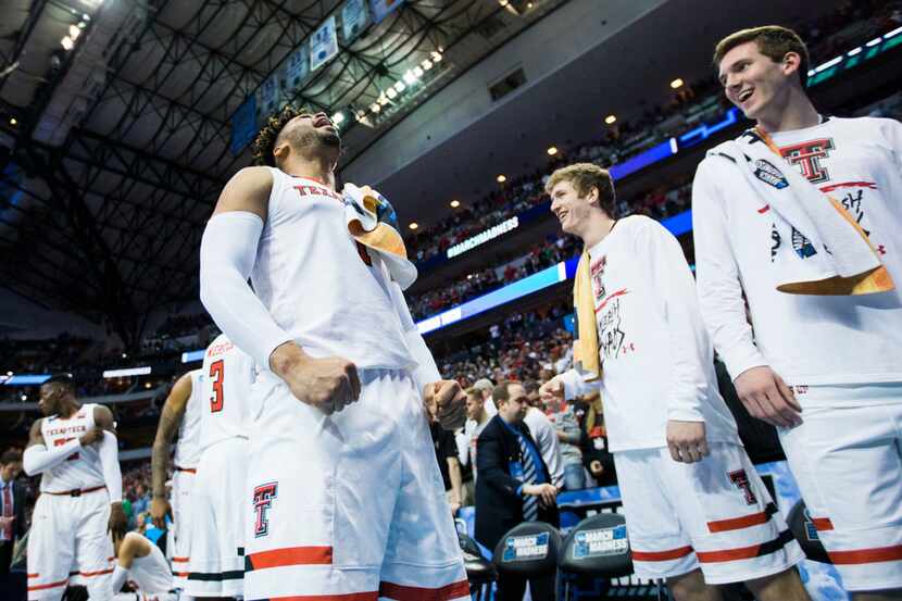 Texas Tech Red Raiders guard Brandone Francis (1) screams in celebration near the end of a...