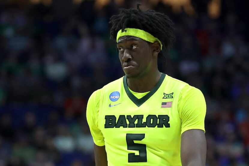 TULSA, OK - MARCH 17: Johnathan Motley #5 of the Baylor Bears looks on in the second half...