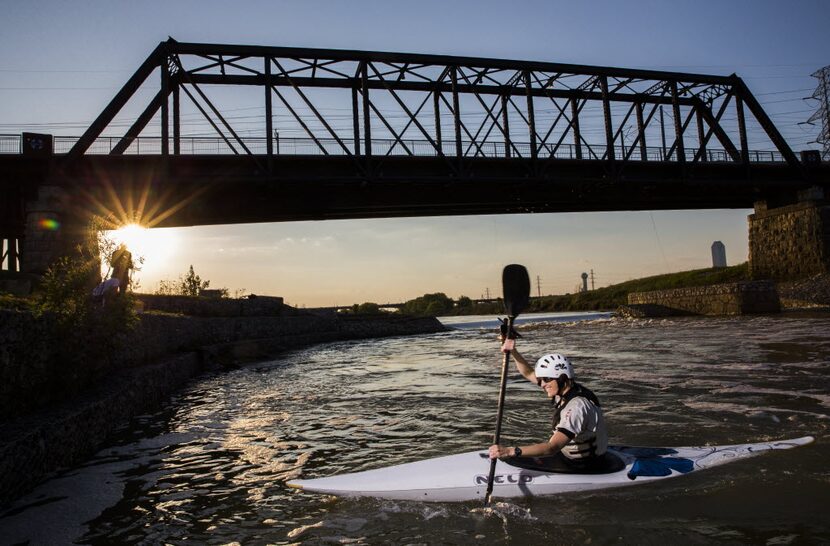 Michelle Clements poses by Dallas Wave in the Trinity River. (2015 File Photo/Ashley Landis) 