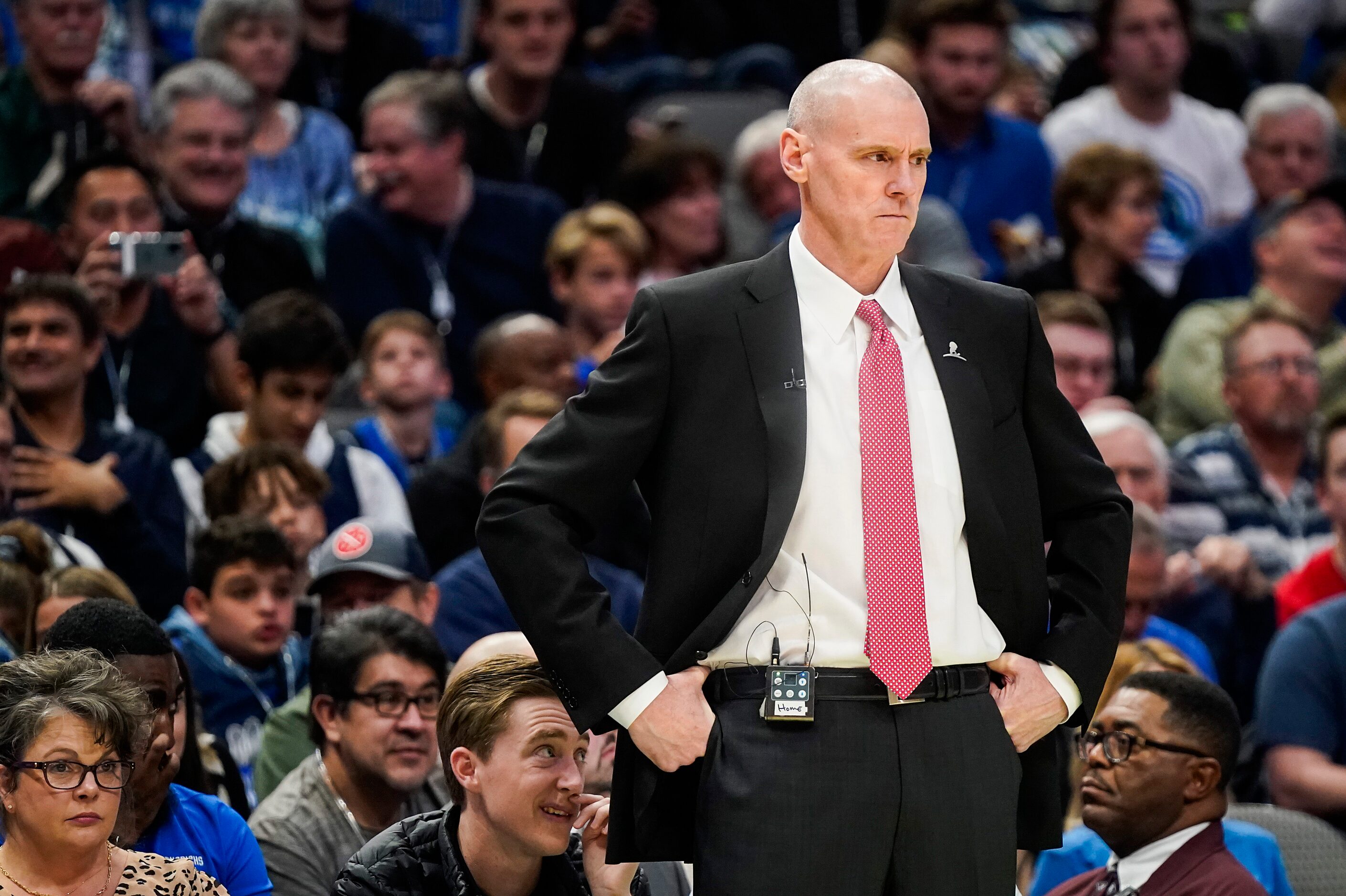 Dallas Mavericks head coach Rick Carlisle watches from the bench during the first half of an...