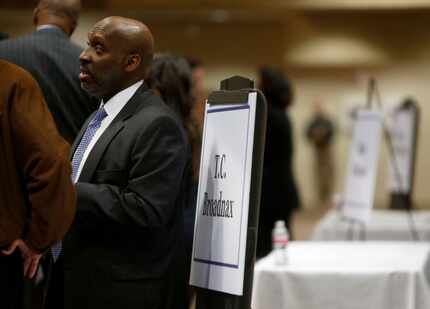 T.C. Broadnax, a city manager candidate, spoke to community members during a meet-and-greet...