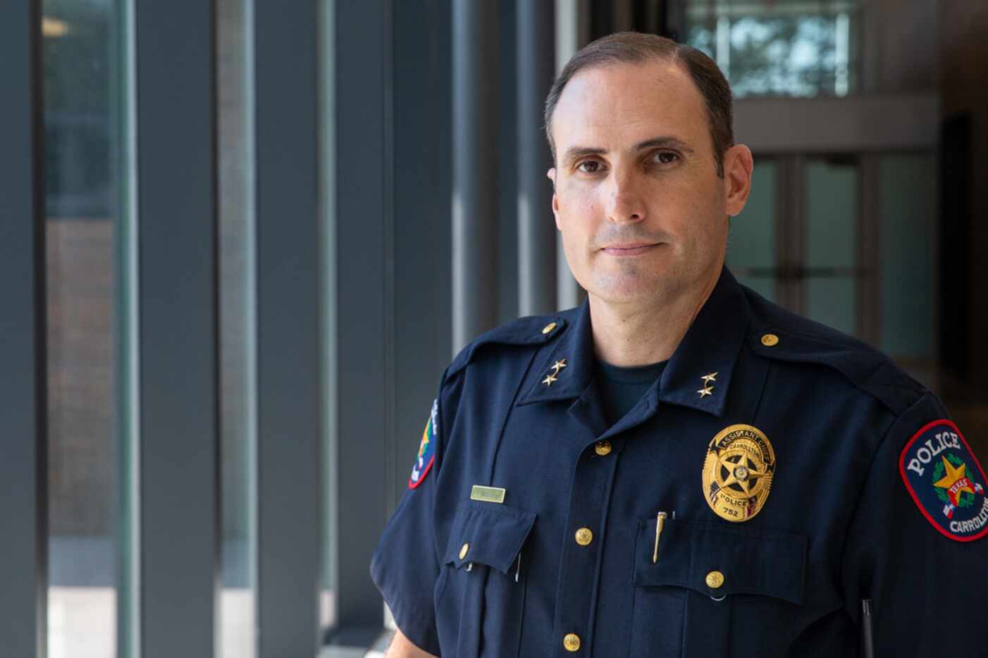 Assistant Chief Kevin McCoy poses for a portrait at the Carrollton Police Headquarters in...