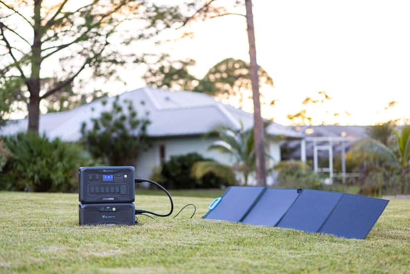 BLUETTI power solutions on lawn in neighborhood