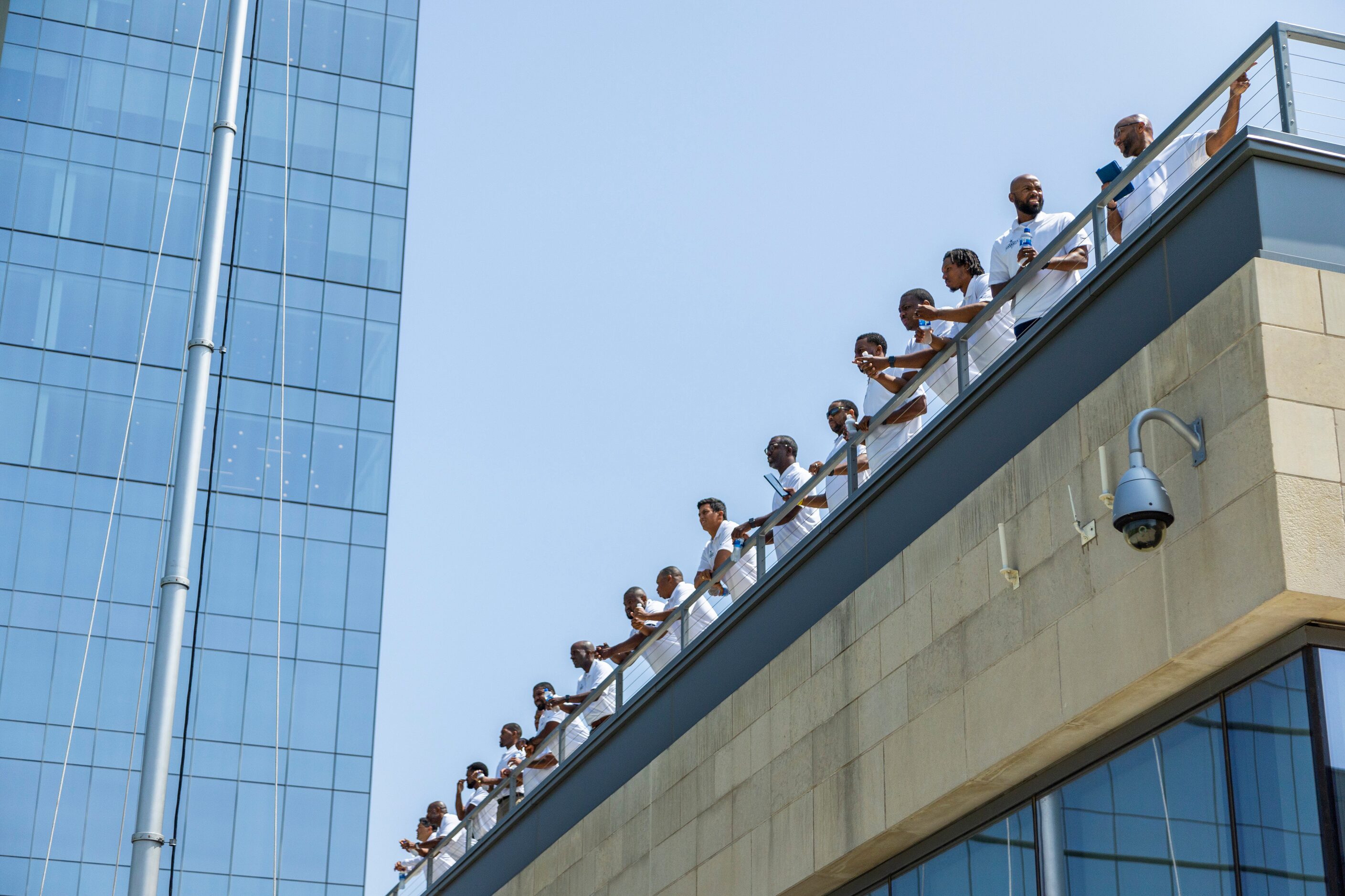 Texas high school football coaches attend a Dallas Cowboys practice during a High School...