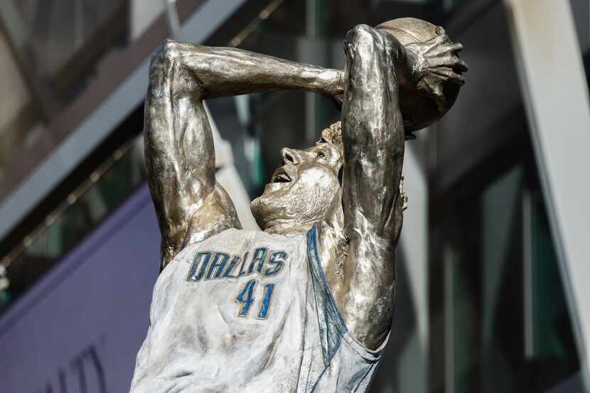 Dirk Nowitzki statue unveiled during a Christmas Day ceremony at American Airlines Center...
