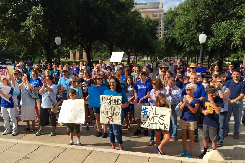  Anti-abortion activists at a rally at the Texas Capitol Tuesday, July 28, 2015. Photo by...
